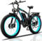QIKAITU UKCA-Certified Electric Mountain Bike for Adults | 26 Fat Tyre All-Terrain Ebike, 48V Removable Battery (55+ Miles), 4 Riding Modes, LCD Display, USB Charger & Adjustable Seat