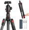 Takerers Trépied en fibre de carbone pour appareil photo reflex numérique, 158 cm, support compact pour appareil photo numérique Sony, Nikon, Canon, etc. Tête sphérique mentale à 360°, charge maximale