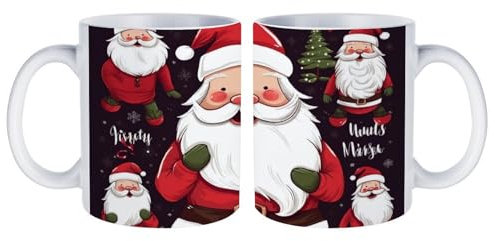 LDTVSFZQ Christmas Santa Claus Ceramic Mug, Soup Mugs with Handles Microwave Safe Mug to Decorate Large Glossy Ceramic Coffee Mug White Tea Cup for Office And Home