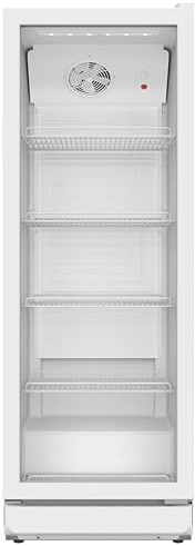 SCHOEPF GKS300S - 300 L - gewerblicher Getränkekühlschrank - Umluft - Glastür-Kühlschrank - 4 verstellbare Drahtablagen - Weiß - 169cm Höhe