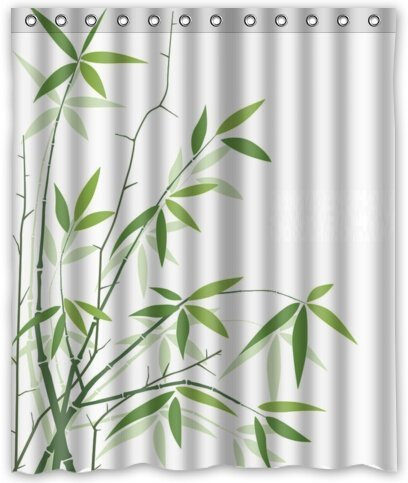 Violetpos Duschvorhänge Bambusblatt Duschvorhang Badezimmer Dekorative 160 x 180 cm
