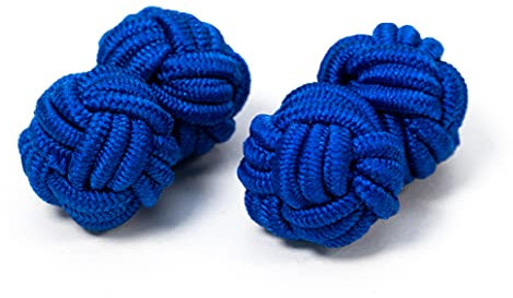 1 Paar Manschettenknöpfe Seidenknoten Knoten Knötchen mittelblau einfarbig hochwertig Stoffknoten Cufflinks Gentleman Umschlagmanschette Manschette dehnbar London Style