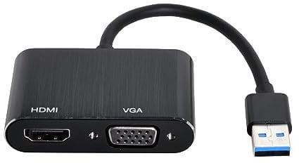 Cablecc Câble Adaptateur USB 3.0 et 2.0 vers HDMI et VGA HDTV Carte Graphique Externe pour Ordinateur Portable Windows MacBook