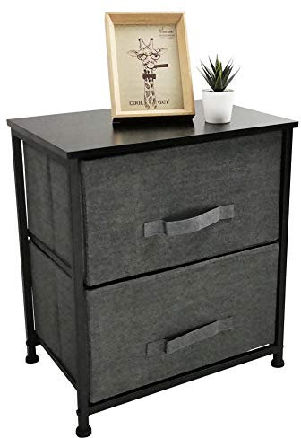 KKTONER Chest Of Drawer Storage Tower Units Storage With Drawer Dresser Cloth Organizer Beside Table For Bedroom Livingroom Nightstand Cabinet Fabric With 2-drawer (Grey)