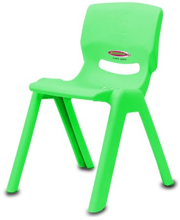 JAMARA 460582 - Kinderstuhl Smiley bis 100 KG - stapelbar, aus robustem Kunststoff, Indoor-Outdoor geeignet, grün