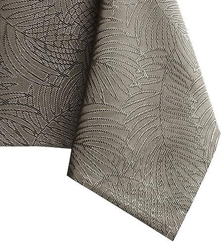AmeliaHome Tischdecke oval 140x220 cm Tischtuch Tafeldecke Fleckschutz Lotuseffekt Abwaschbar Wasserabweisend Ornament Cappuccino Gaia