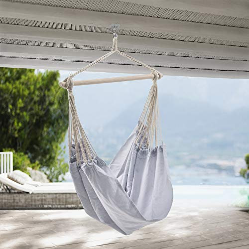 casa.pro XXL Hängesessel 'Miramar' Hängesitz bis 150 kg Hängeschaukel Sessel Indoor Outdoor Hängematte Flieder