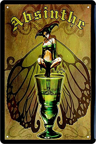 schilderkreis24 - Blechschilder Alkohol Motiv: “Absinthe” – Deko Vintage Schild für Bar Theke Pub oder Küche Geschenkidee 20x30 cm