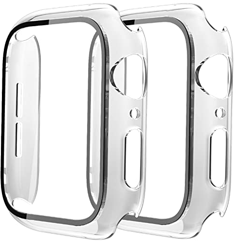 Fengyiyuda 2 Stück Hülle Kompatibel mit Apple Watch 38/42/40/44mm mit Anti-Kratzen TPU Displayschutz Schutzfolie,360°Schutzhülle für iWatch Series 6/5/4/3/2/1/SE,2 Stück,Clear/Clear,38mm