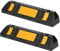 Aufun 2er Set Radstopper Parkplatzbegrenzung Anfahrschutz, Gummi Parkplatz-Markierung mit Gelb Reflektierende Streifen für Parkplätze und Garagen 60x12x10 cm