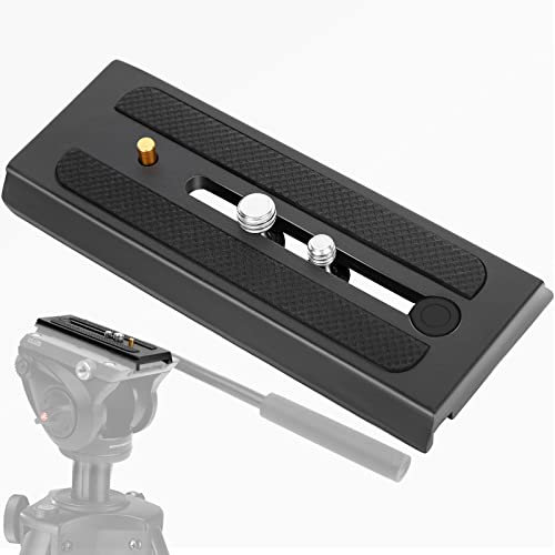 Quick Release Plate Rapid Connect QR Sliding Plate Camera Mount with 1/4 and 3/8 Mounting Screws Compatible with Manfrotto 501HDV 503HDV MH055M0-Q5 701HDV