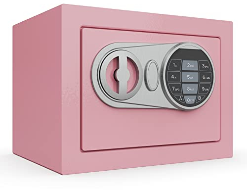 GOLDENKEY Mini coffre-fort avec clavier numérique électronique avec coffre-fort noir pour la maison, le bureau, les voyages, les affaires, 0,1 m³, rose
