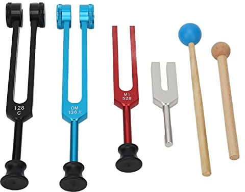 Heilungs Stimmgabel, Stimmgabel Set C4096 Mi528 C128 OM136.1 Stimmgabel aus Aluminiumlegierung Frequenzausgleichende Heilungsgeräte für die DNA Heilung mit Aufbewahrungskoffer