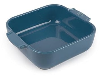 PEUGEOT – Plato de horno de cerámica cuadrado – 21 cm (asas incluidas) x 17,5 x 6 cm – Capacidad: 1,1 L – 10 años – Fabricación francesa – Color Light Blue