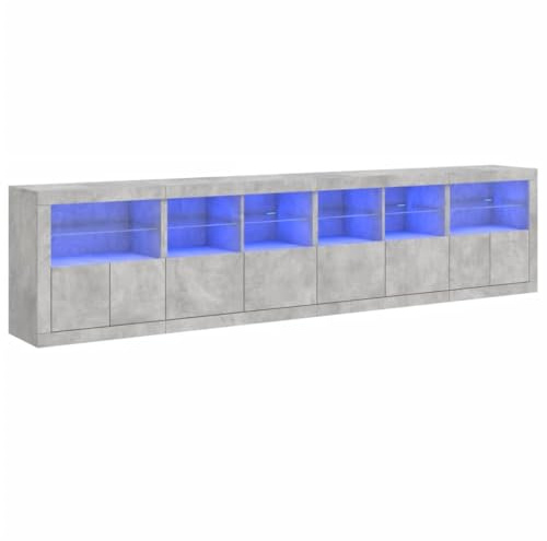 vidaXL Sideboard mit LED-Leuchten Betongrau 283x37x67 cm