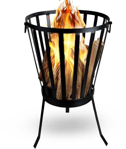 HEAT Outdoor Living Rond – Cesta de fuego para el jardín, barril de fuego y hoguera, brasero, brasero para exterior y barril de fuego, 35 x 35 x 57 cm