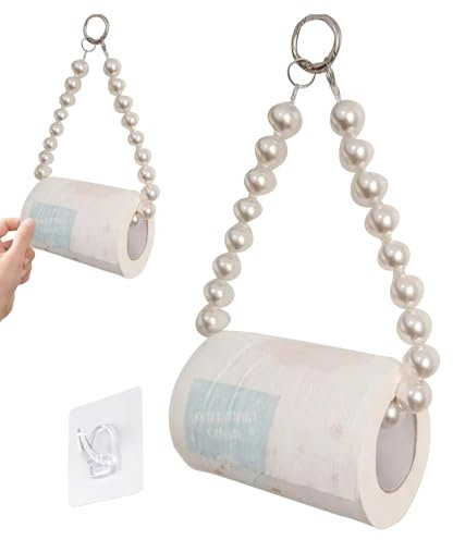 Nbbwwu Toilettenpapier-Wandhalterung – Wandmontierter Toilettenpapierhalter mit Perlen | Multifunktionaler Badezimmer-Tücherhalter, Papierhandtuch-Wandhalter für Küche, Badezimmer, Bauernhaus
