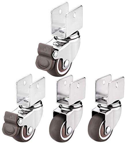 FACAITZQ Rueda con Placa de Rueda Rueda de Metal X4, Rueda de Goma, Rueda para Cuna de bebé (2 giratorias + 2 Frenos de 16 mm)