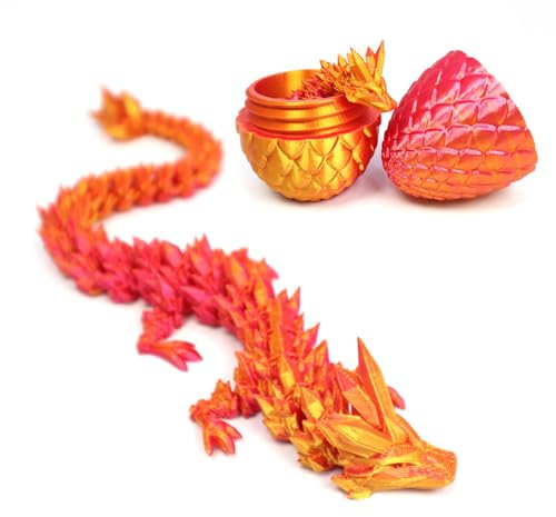 DUOCIYUAN 3D Gedrucktes Drachenei, Drachen Spielzeug Überraschungsdrache Im Ei für Erwachsene Kinder Geschenke Beweglicher Drachen Figuren für Easter Weihnachtstag Schreibtisch Dekoration (Rosa)