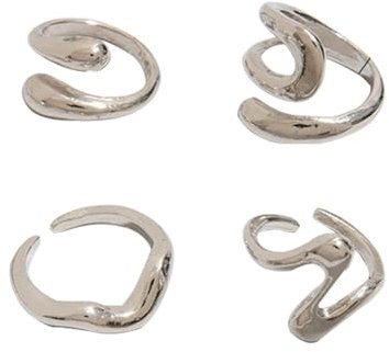 4 Stück Ringe Silber,Damen Vintage Silver Ring Set,Sommer Wasserdicht Besondere Chic Edelstahl Women Knuckle Silverring Rings,Breit Chunky Pandora Drehen Daumenring Silberringe für Men Modeschmuck
