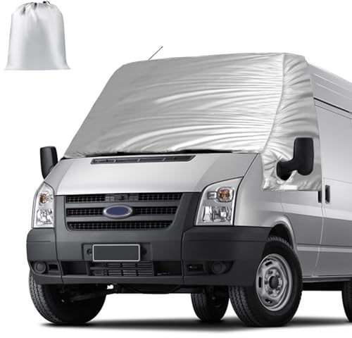 Externe Thermo Scheibenabdeckung für Ford Transit Van MK7 2006-2013 | Tetto Medio & Basso, Luxus Frontscheibenabdeckung Winter Sommer Scheibenfrostschutz Abdeckung mit Verdunkelungsfunktion