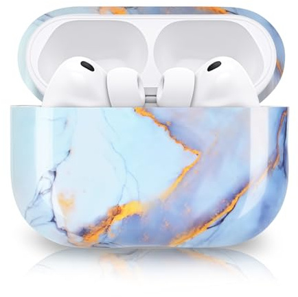 Newseego für Airpods Pro 3 Hülle Marmor Muster, Blau | Harte PC Schutzhülle, Ästhetisch Süßes Design, für Frauen Mädchen, Dünn, Vollschutz, Stoßfest, Kratzfeste