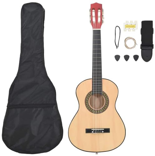 Ziaphsol 8 pezzi chitarra classica per bambini principianti 1 2 34 pollici, chitarra da concerto in legno di tiglio con custodia, tracolla, plettri, fischietto e corde per lezioni ed esercizi