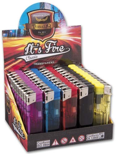 Tobaliq Lot de 50 briquets électroniques jetables en plastique avec allumage piézo électronique