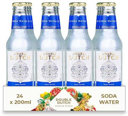 DOUBLE DUTCH Soda Water (24 x 200ml Bottles) - Low Calorie, Diet Tonic Water for Gin and Cocktails | Gluten Free and Vegan Friendly Soft Drink Perfect Mixer