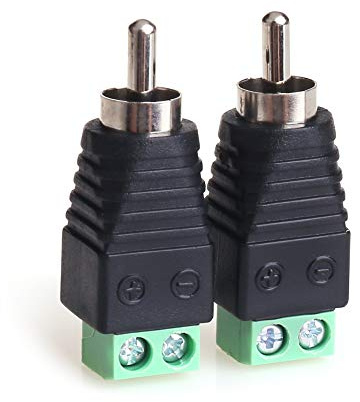 MOBOREST RCA Cable Audio Adapter, Phono RCA Male Plug to AV Screw Terminal Audio/Video Speaker Wire connectors Solderless Adapter(RCA Male-2pack)