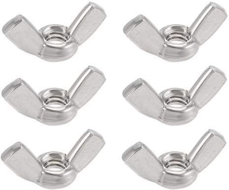 sourcing map #1/4-20 Wing Nuts 304 Stainless Steel Shutters Butterfly Nut Hand Twist Tighten Fasteners Parts 6pcs