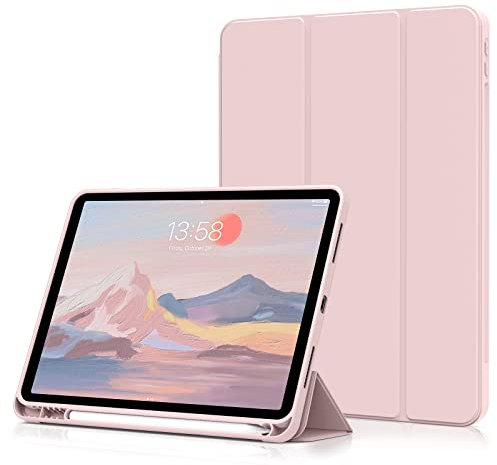 aoub Hülle für iPad Air 11 Zoll M2 2024 6. Generation, Hülle mit Stifthalter für iPad Air 5. Generation 2022/iPad Air 4 Hülle 2020 10,9 Zoll, iPad Air 6./5./ 4. Gen Case, Auto Sleep/Wake, Rosa