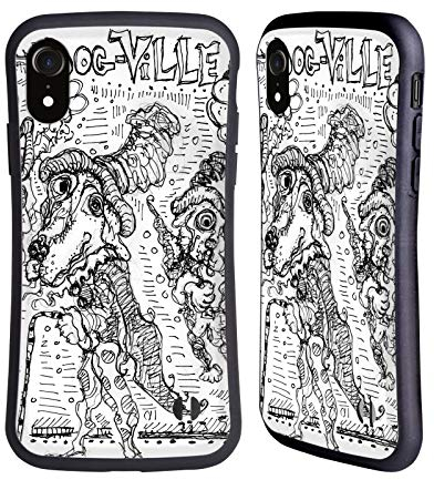 Head Case Designs Offizielle Mad Dog Art Gallery Hund Ville Schwarz und Weiss Doodle Hybride Handyhülle Hülle Huelle kompatibel mit Apple iPhone XR