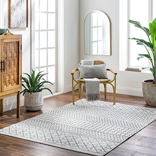 Livabliss Mila Nice Geometric Rug, Living Room – 200x275 cm, Cream & Grey