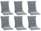 Home4You Gartenstuhlauflagen Mittellehner 6er Set - 110 x 50 cm - Hellgrau - Polyester - Sesselauflage Sitzpolster Stuhlauflage