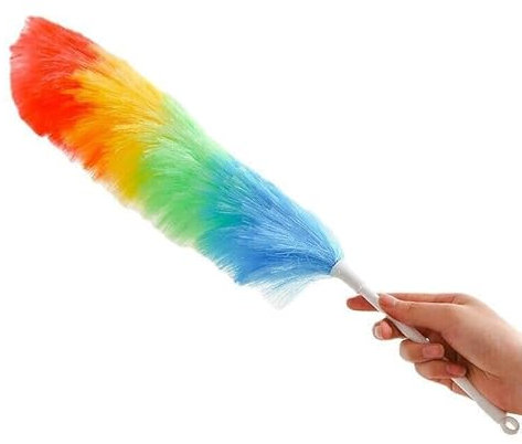 WEISIPU Anti Static Feather Duster Long Handle Rainbow Color Home Office Brush Cleaning Tool 60cm