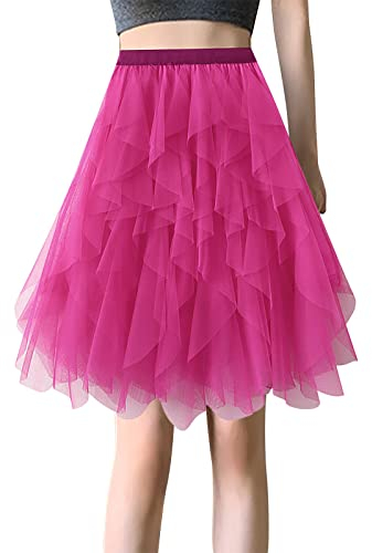 Damen Tüllrock Vintage Asymmetrisch Pailletten Mini Petticoat Tüllkleider Bunt Glitter Chiffon Damenrock Ballettkleid 50er Hight Waist Tüllkleid Unterrock Reifrock Cosplay Schwarz Kurz Tütü Kleid