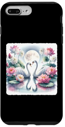 Swans' Necks Heart Among Lotus, Moon Mirror Case for iPhone 7 Plus/8 Plus