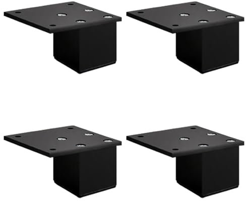 YJRZYQKXKL Furniture Legs Adjustable, 4pcs Square Furniture Feet Black Aluminum Alloy | Anodized Surface Table Legs Height: 3-40cm Sofa Legs Cabinet Legs Kitchen Foot-3cm/1.2