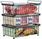 iSPECLE Chest Freezer Baskets - Fit 283 to 566L Chest Freezer, 3 Pack Large Stackable Expandable Organiser Storages Easily Sort and Get Frozen Foods with Handles, Add More Space, Black