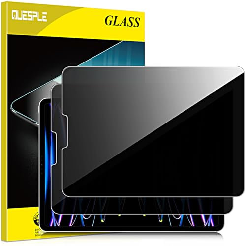 QUESPLE [2 Stück] Panzerglas Sichtschutz für iPad Pro 12,9 Zoll Modell 2022/2021/2020/2018 (6./5./4./3.Gen), 9H Härte Anti-Spy Schutzfolie, Panzer Schutz Glas Folie Displayschutz