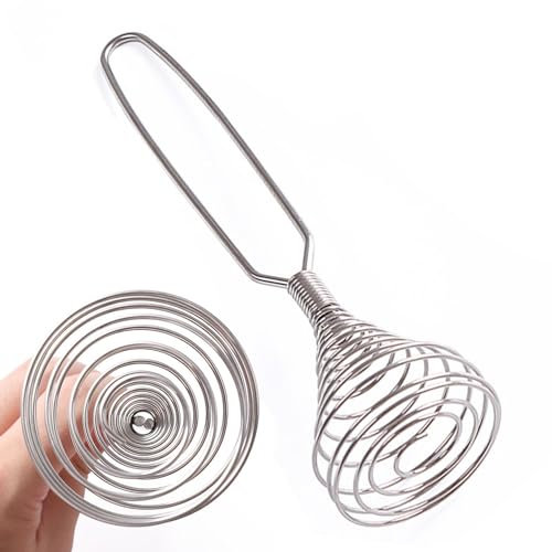 Coil Whisk - Wire Whisk Cream Egg Whisk Sauce Hand Blender,Kitchen Whisks for Mixing Thick Sauce, Perfect Stainless Steel Spiral Hand Whisk