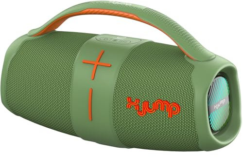X JUMP XJ 120 Cassa Wireless Portatile Amplificata 40W, Alte Prestazioni, Funzione TWS, USB, AUX-IN, Microfono Incorporato, Speaker Wireless Resistente all'Acqua Waterproof IPX5, Verde