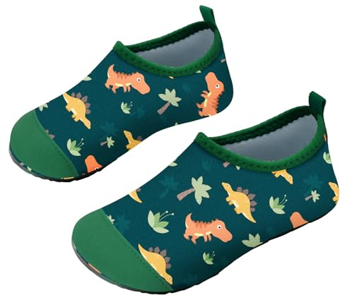 Swim Water Shoes Boys Kids Toddlers Baby Beach Shoes Aqua Pool Swimming Socks River Sea Sand Footwear（Dinosaur Green 18/19）