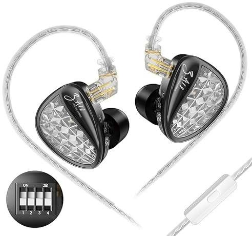 KINBOOFI KZ ZA12 In Ear Monitore, 2DD und 4BA Hybrid Wired Earphones, 4 Step Tuning Switch IEM Earphones, Stereo Sound Earbuds with Microphone, Lightweight Headset for Music Enthusiast