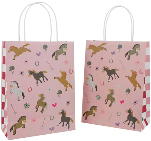 Folat 27508 Pferd Geburtstag Deko Rosa - Geschenktüten - Happy Horse - 20 x 27 cm - 6 Stück - Pferdparty Dekoration