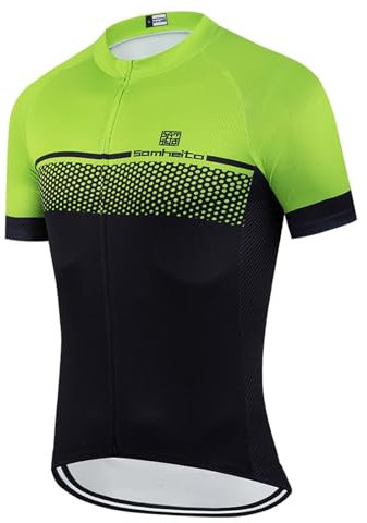 samheito Radtrikot Herren Kurzarm Fahrradtrikot Elastische Atmungsaktive Cycling Jersey Schnell Trocknen MTB Rennrad Trikot für Männer Outdoor Sport