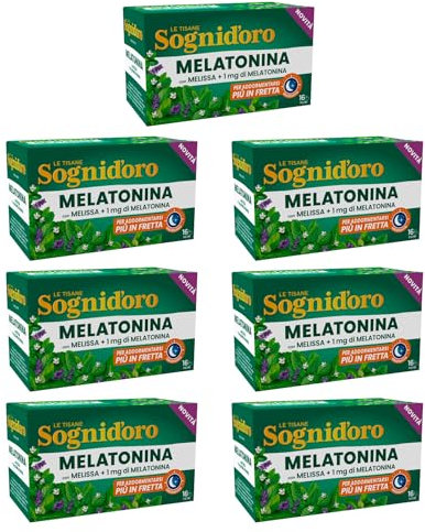 Sogni D'oro Tisana Melatonina 1mg per Dormire Infuso con Melissa Proprietà Rilassanti Calmanti Ideale la Sera Favorisce il Sonno Profumo Agrumato - 112 Filtri
