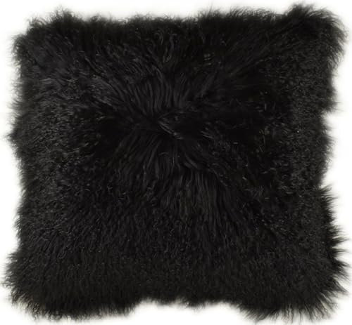 Kuhfelle Online & Nomad Tibet Lammfell Kissenbezug mit weichen Löckchen 50 x 50 cm (Schwarz)