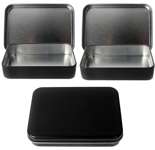 Dmnnlp 6Pcs Playing Card Case Holder, 3.95 x 2.8 x 0.9 Portable Playing Card Storage Box, Rectangular Metal Tins with Lids, for Game Cards Uno Business Trading Cards (Black)